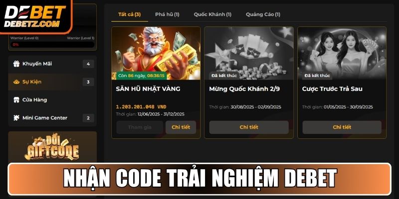 Nhận code trải nghiệm DEBET