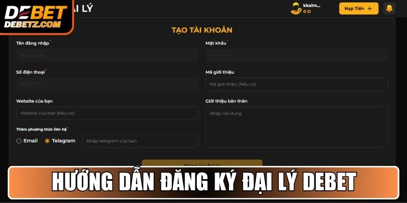 Hướng dẫn cách thức đăng ký trở thành đại lý DEBET chi tiết