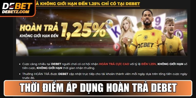 Thời điểm áp dụng khuyến mãi hoàn trả DEBET