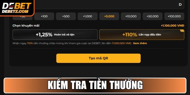 Kiểm tra tiền thưởng