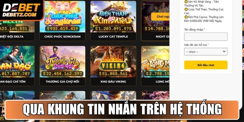 Qua khung tin nhắn trên hệ thống